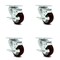 Service Caster 3 Inch Maroon Polyurethane Wheel Swivel Top Plate Caster Set with Brake SCC SCC-20S314-PPUB-MRN-TLB-TP2-4 - alternate 1